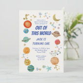 Zonnestelsel Waterverf BIrthday Party Invitation Kaart (Staand voorkant)