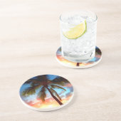 Zonnestempel van de palmboom zandsteen onderzetter (Zijkant)