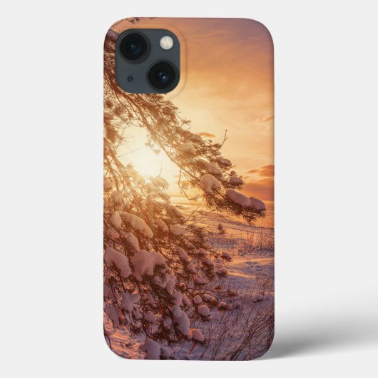 Zonnesten boven zee en snowpiene Case-Mate iPhone case (Achterkant)