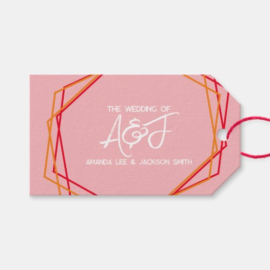 Zonnestijg Oranje Roze Roos Roze Rood Weddenschap Cadeaulabel (Voorkant (Horizontaal))