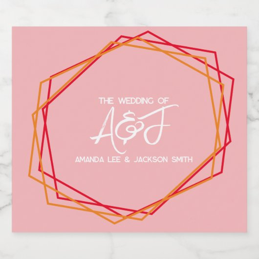 Zonnestijg Oranje Roze Roos Roze Rood Weddenschap Sparkling Wijnetiket (Enkel label)