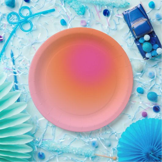 Zonnestijggradiënt - Beige roze Sinaasappel Papieren Bordje (Feest)