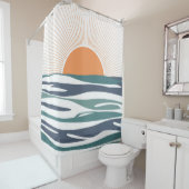 Zonnestijging door het zee douchegordijn (In situ)