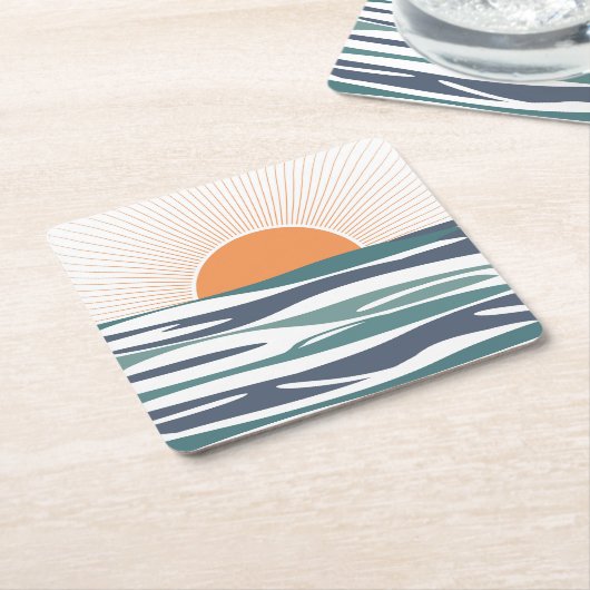 Zonnestijging door het zee kartonnen onderzetters (Schuin)