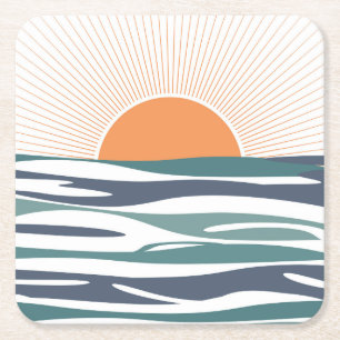 Zonnestijging door het zee kartonnen onderzetters