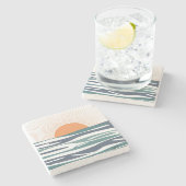 Zonnestijging door het zee stenen onderzetter (Zijkant)