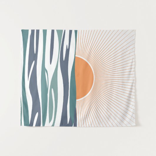 Zonnestijging door het zee wandkleed (Voorkant (horizontaal))