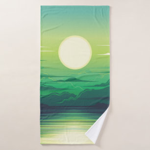 Zonnestijging in de illustratie van het zee, kunst badhanddoek