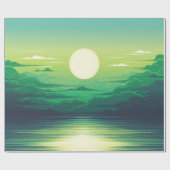 Zonnestijging in de illustratie van het zee, kunst cadeaupapier (Vlak)