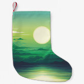 Zonnestijging in de illustratie van het zee, kunst kleine kerstsok (Voorkant)