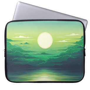 Zonnestijging in de illustratie van het zee, kunst laptop sleeve