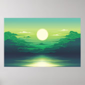Zonnestijging in de illustratie van het zee, kunst poster (Voorkant)