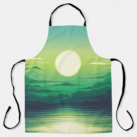 Zonnestijging in de illustratie van het zee, kunst schort (Voorkant)