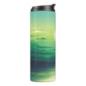 Zonnestijging in de illustratie van het zee, kunst thermosbeker (Gedraaid links)