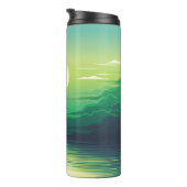 Zonnestijging in de illustratie van het zee, kunst thermosbeker (Geroteerd rechts)