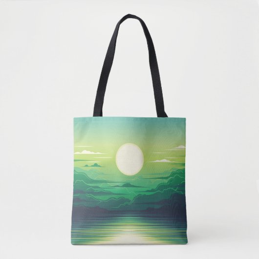 Zonnestijging in de illustratie van het zee, kunst tote bag (Voorkant)