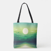 Zonnestijging in de illustratie van het zee, kunst tote bag (Achterkant)