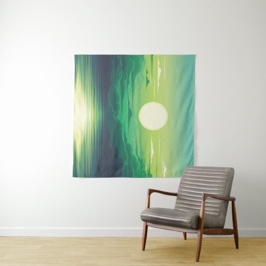 Zonnestijging in de illustratie van het zee, kunst wandkleed (In Situ (horizontaal))