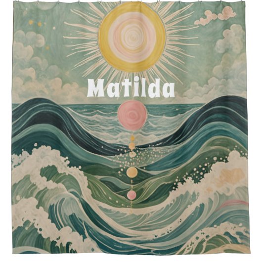 Zonnestoot gepersonaliseerd douchegordijn (Voorkant)