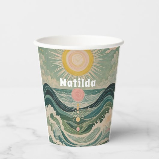 Zonnestoot gepersonaliseerd papieren bekers (Voorkant)