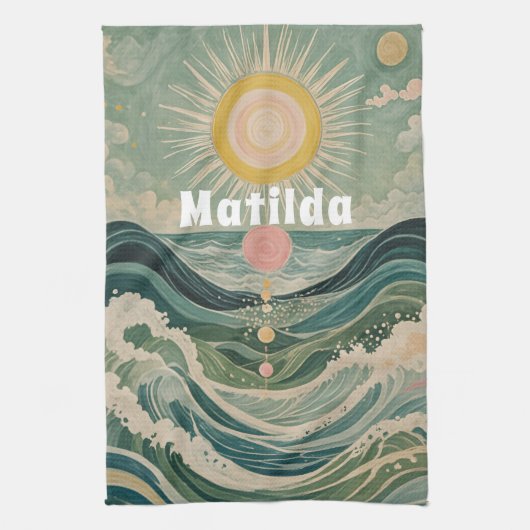 Zonnestoot gepersonaliseerd theedoek (Verticaal)