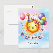 Zonnestraal Aangepaste Naam Verjaardag Briefkaart (Voorkant / Achterkant)