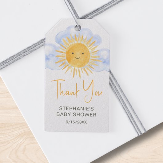 Zonnestraal Baby Shower Bedankt Cadeaulabel