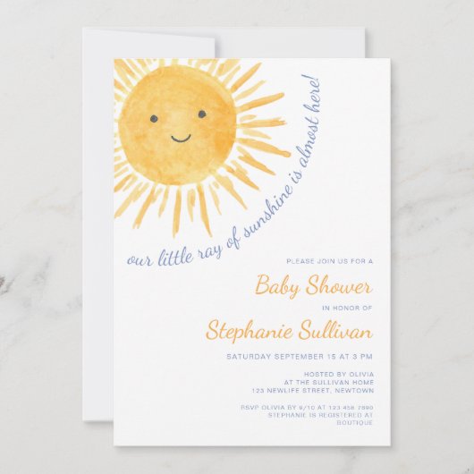 Zonnestraal Baby Shower Kaart (Voorkant)