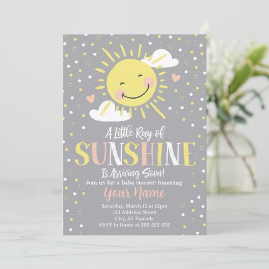 Zonnestraal Baby Shower Uitnodiging (Staand voorkant)