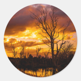 Zonnestraal door het grote meer ronde sticker