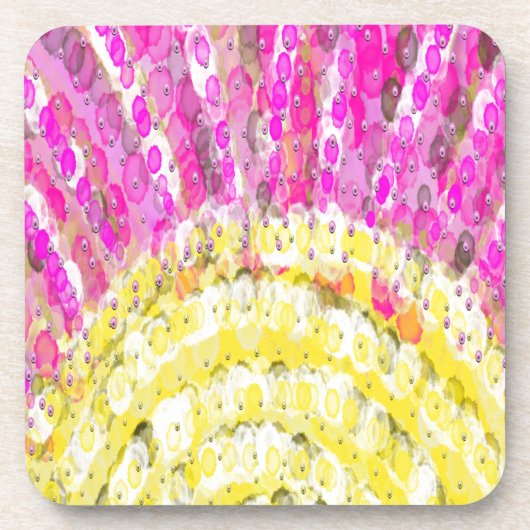 Zonnestraal in geel en in Fuchsia Drankjes Onderzetter (Voorkant)