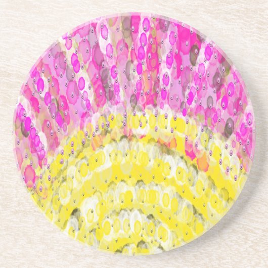 Zonnestraal in geel en in Fuchsia Zandsteen Onderzetter (Voorkant)