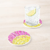 Zonnestraal in geel en in Fuchsia Zandsteen Onderzetter (Zijkant)