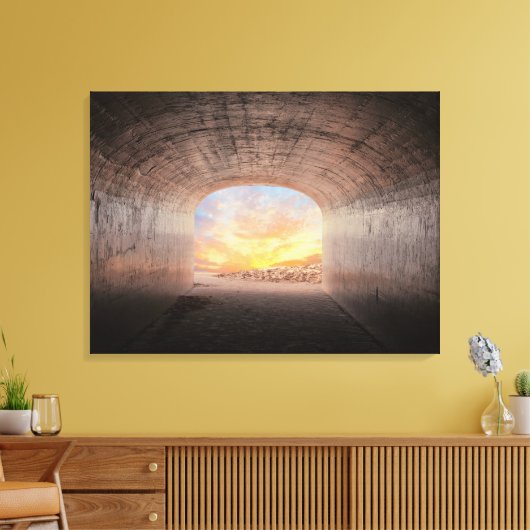 zonnestraal in tunnel canvas afdruk (Insitu (Woonkamer))