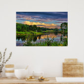 Zonnestraal over de rivier poster (Keuken)