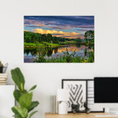 Zonnestraal over de rivier poster (Thuiskantoor)