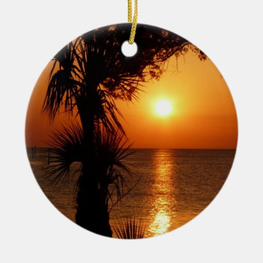 Zonnestraal over het warme water keramisch ornament (Voorkant)