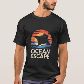 Zonnestraal Stingray Oceaan Ontsnapping Retro Zons T-shirt