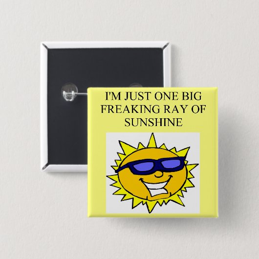 zonnestraal vierkante button 5,1 cm (Voorkant /achterkant)