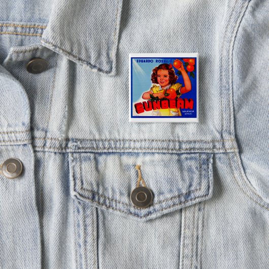 zonnestraal vierkante button 5,1 cm (In situ)