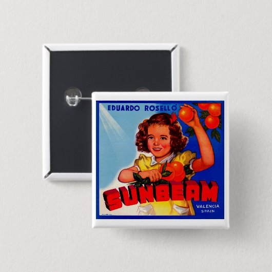 zonnestraal vierkante button 5,1 cm (Voorkant /achterkant)