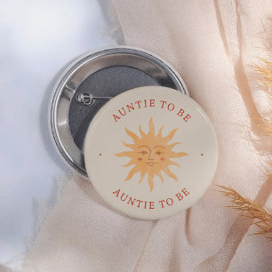 Zonnestraal Vintage Zon Baby Shower Tante Wordt Ronde Button 5,7 Cm