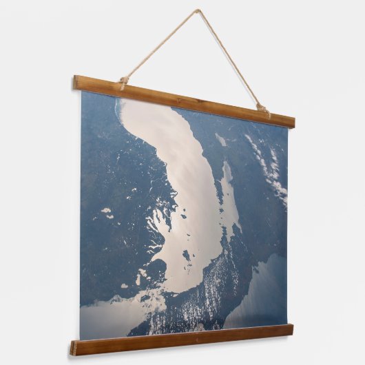 Zonnestraal voor Lake Michigan Hangend Wandkleed (Gebogen)