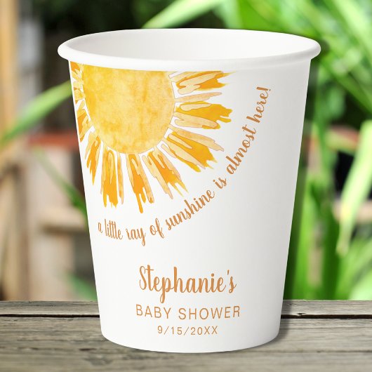 Zonnestraal Waterverf Baby shower Papieren Bekers