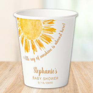 Zonnestraal Waterverf Baby shower Papieren Bekers