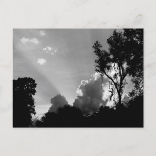 Zonnestralen bij zonsondergang Foto B & W Briefkaart