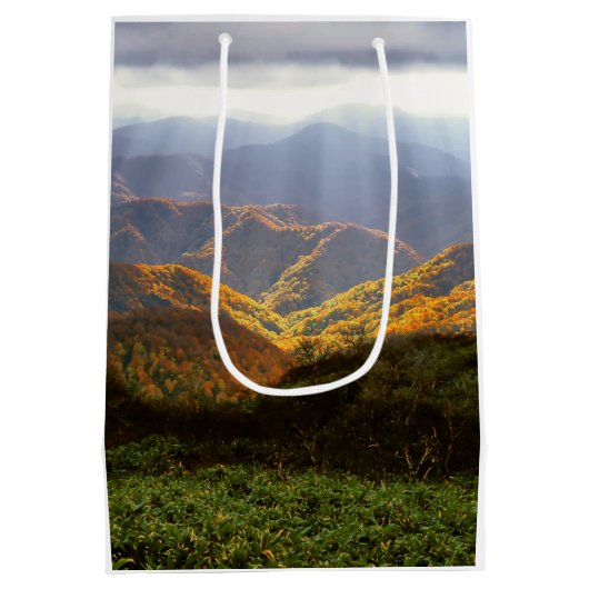Zonnestralen boven het Shirakami-Sanchi-gebergte Medium Cadeauzakje (Achterkant)