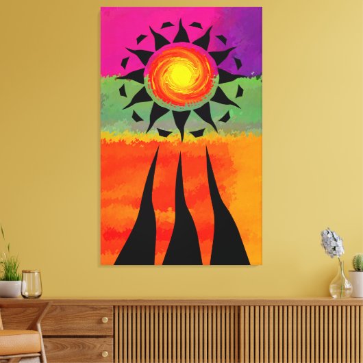 Zonnestralen en elementen canvas afdruk (Insitu (Woonkamer))