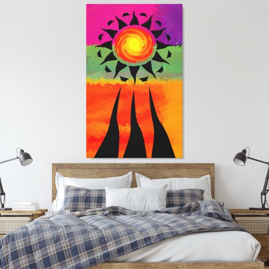 Zonnestralen en elementen canvas afdruk (Insitu (Slaapkamer))