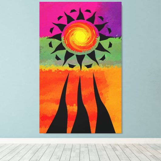 Zonnestralen en elementen canvas afdruk (Insitu (Houten vloer))